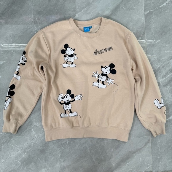 Disney Tops - Women’s Disney Mickey Mouse Signature Pullover Crew Neck Sweatshirt Size Medium